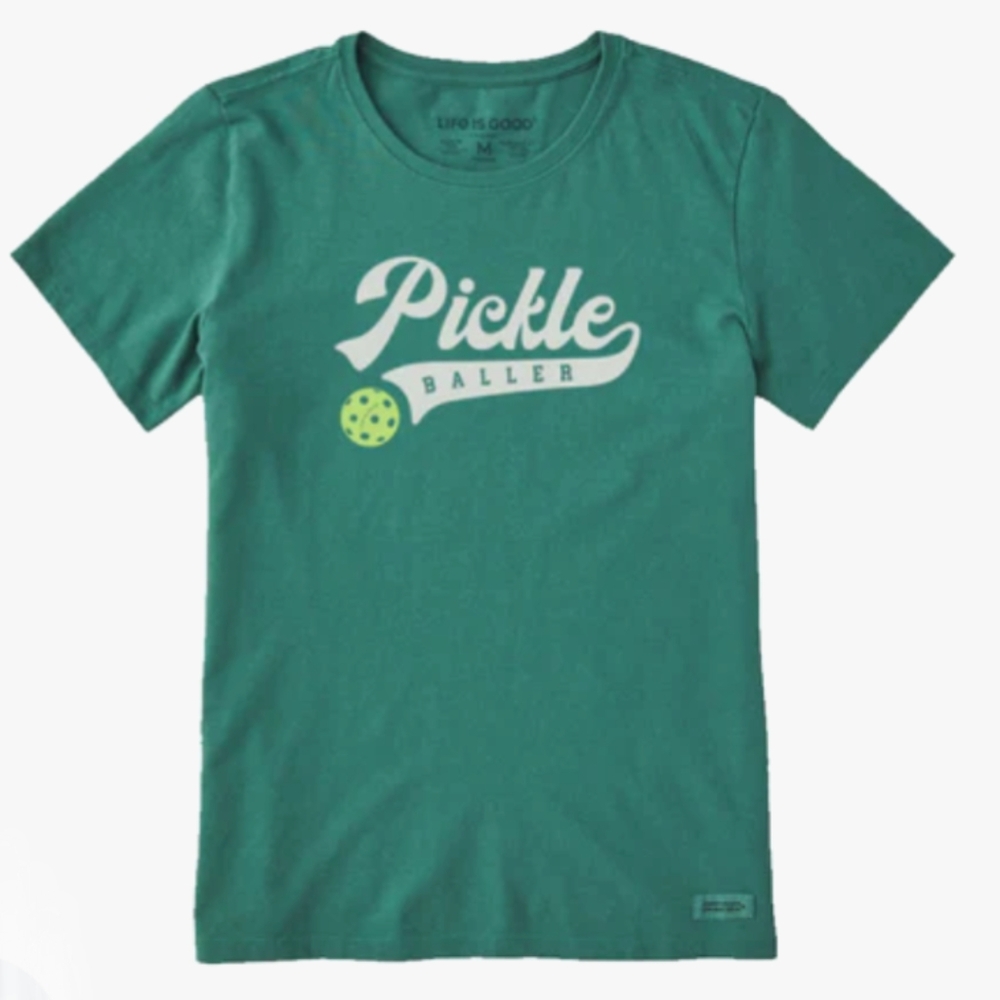Various Sizes-Life Is Good Athletic Pickle Baller Womens Shirt-NWT